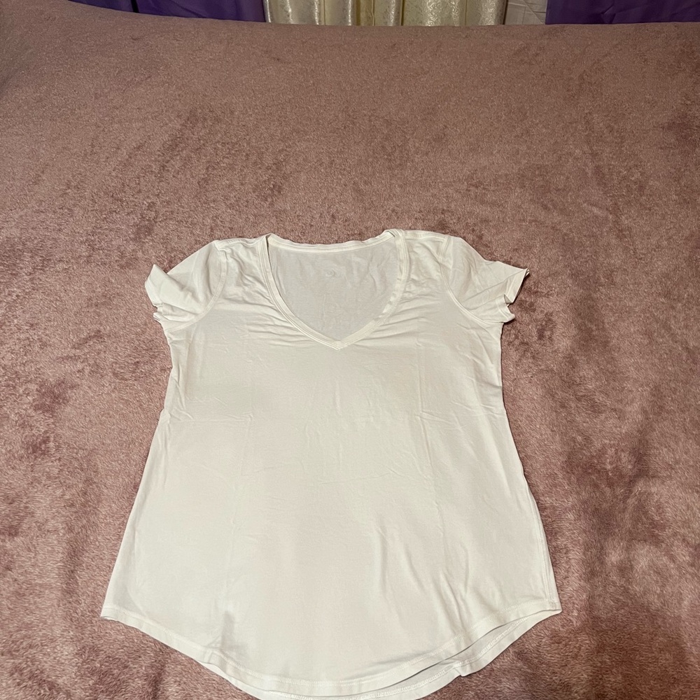 Classic White V-Neck Women's Top